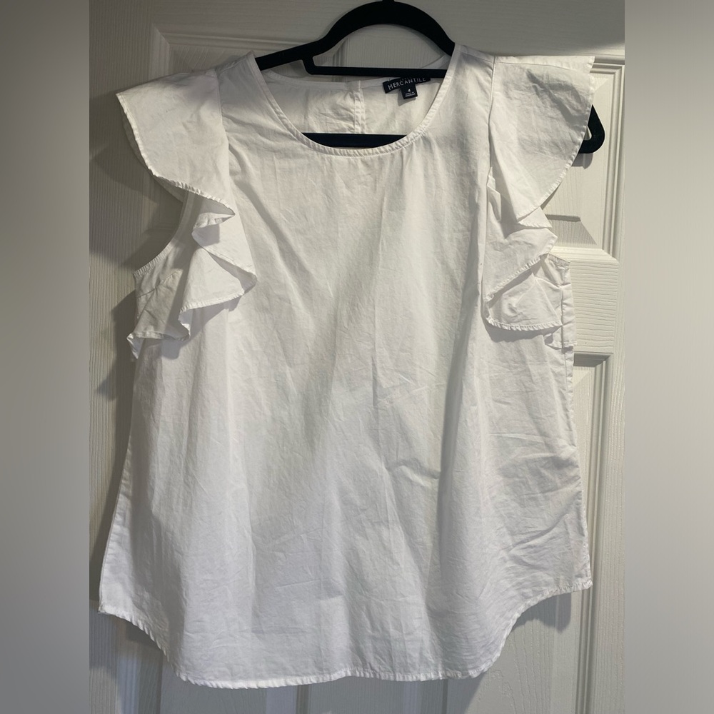 J. Crew Mercantile White Ruffle Top